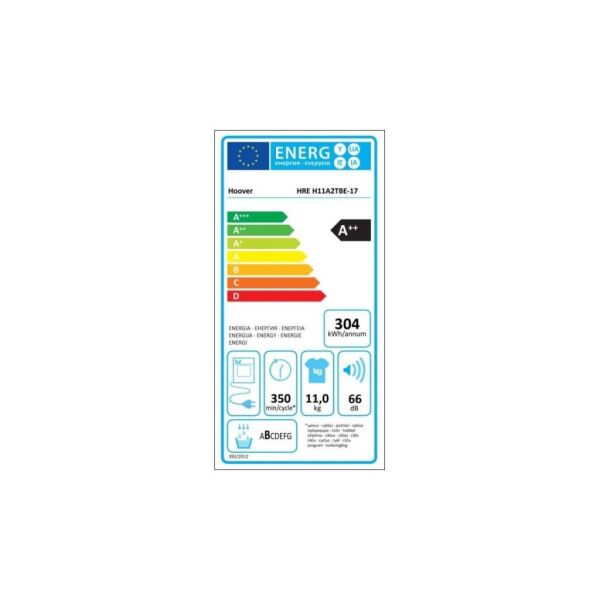 HOOVER HRE H11A2TBE-17 BEYAZ GÖVDE SİYAH KAPAK 11KG KURUTMA MAKİNESİ