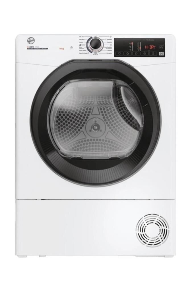 (HOOVER HRE H9A2TBE-17 BEYAZ GÖVDE SİYAH KAPAK 9KG  KURUTMA MAKİNASI