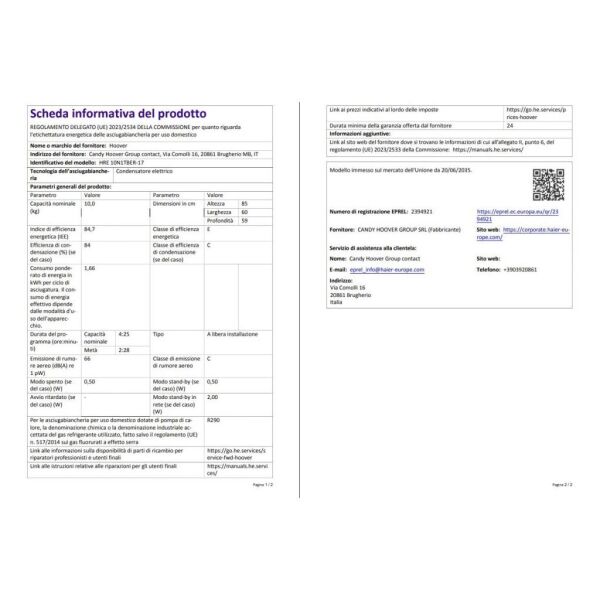 HRE 10N1TBER-17 10 kg Wi-Fi Bağlantılı Kurutma Makinesi